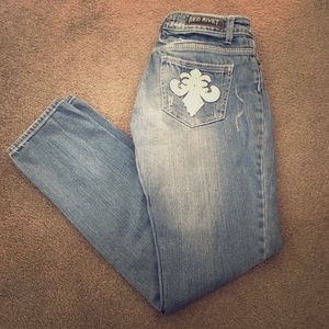 Red Rivet straight leg jeans